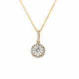 0.76 Cts. 14K Yellow Gold Invisible Set Diamond Pendant With Halo